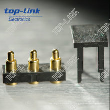 3 pinos SMT Brass Pogo Pin conector com mola carregada banhado a ouro